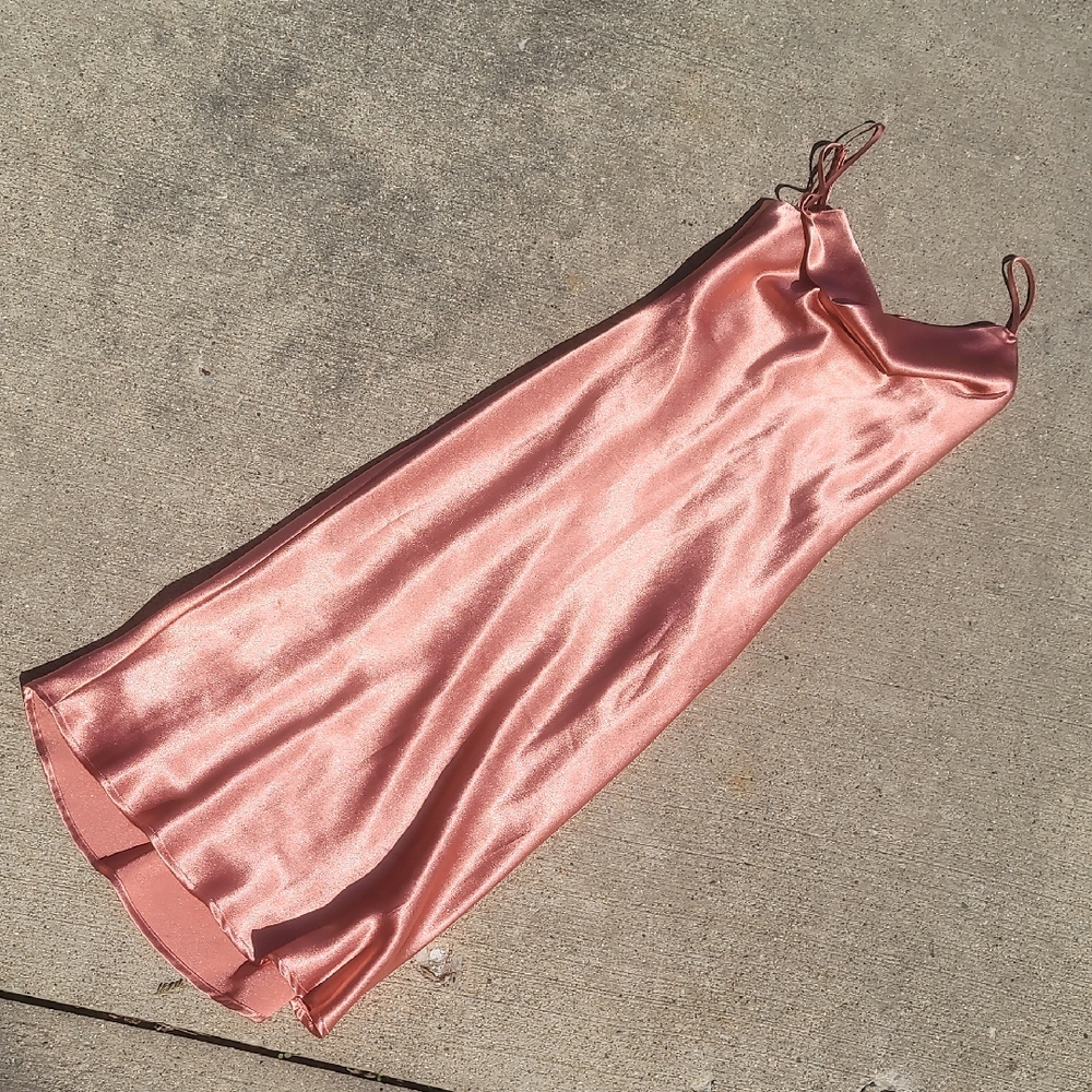 Birdy Grey XS Lisa Satin Slip Dress in Terracotta